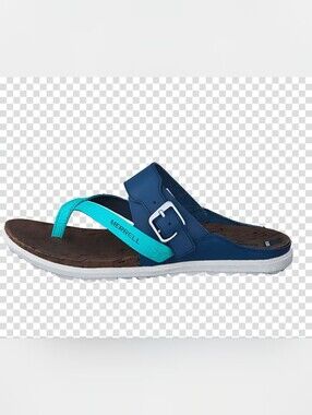 Merrell Around Town Buckle Thong Sandals Womens Size 9 Performance Leather Blue